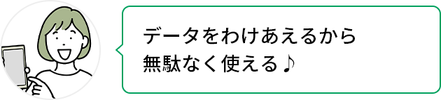 データをわけあえるから無駄なく使える♪